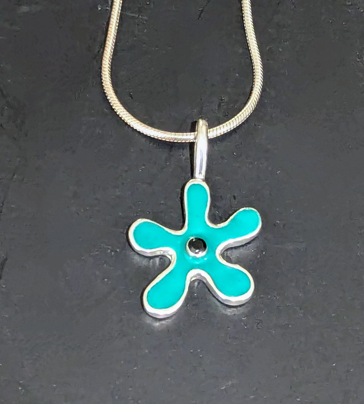 Nano ceramic blue abstract flower pendant
