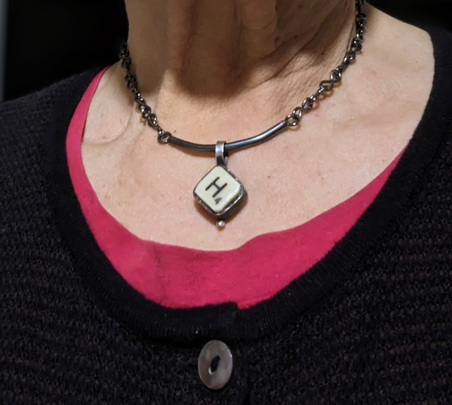 Bakelite initial pendant - vintage Scrabble tiles in sterling silver