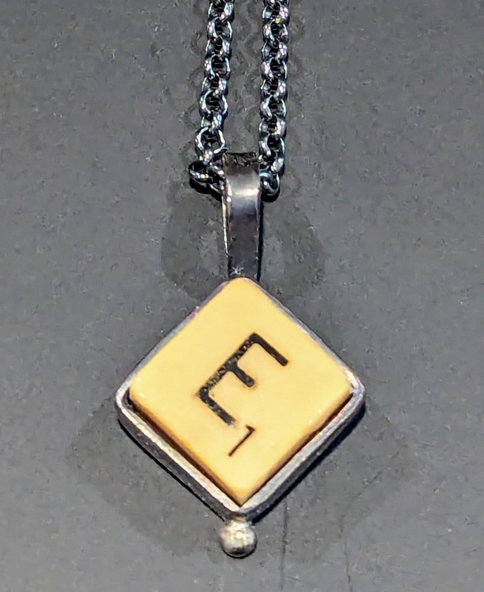 Bakelite initial pendant - vintage Scrabble tiles in sterling silver