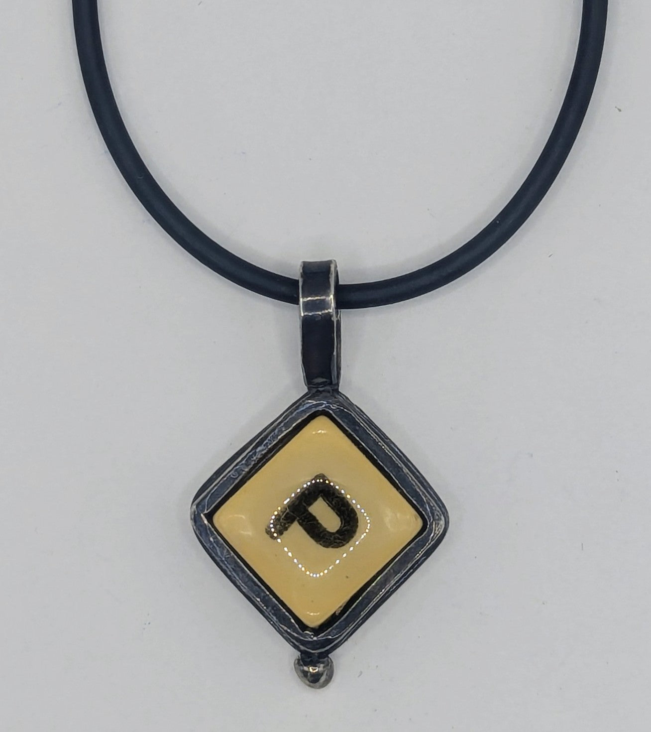 Vintage bakelite initial pendant, personalized necklace 